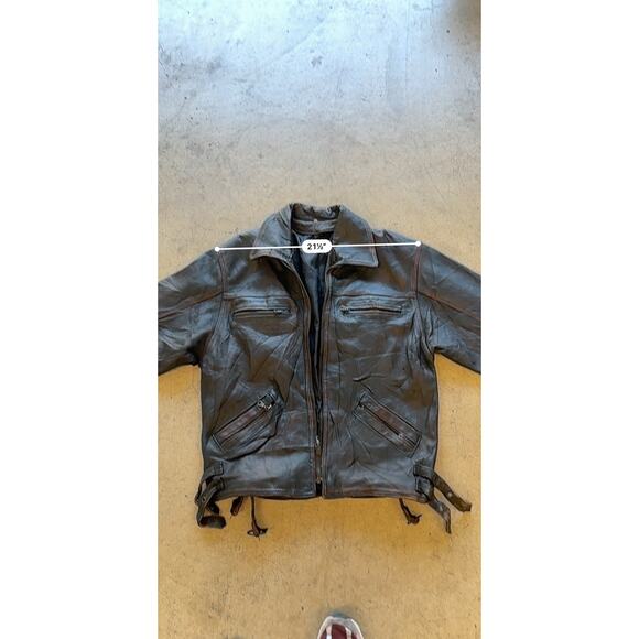 Vintage Brown Leather Racing Jacket—Distressed Moto Heritage (80s–90s Era) Sz. M - Picture 13 of 16